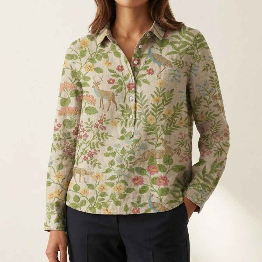 Elena | Camisa de lino estampada