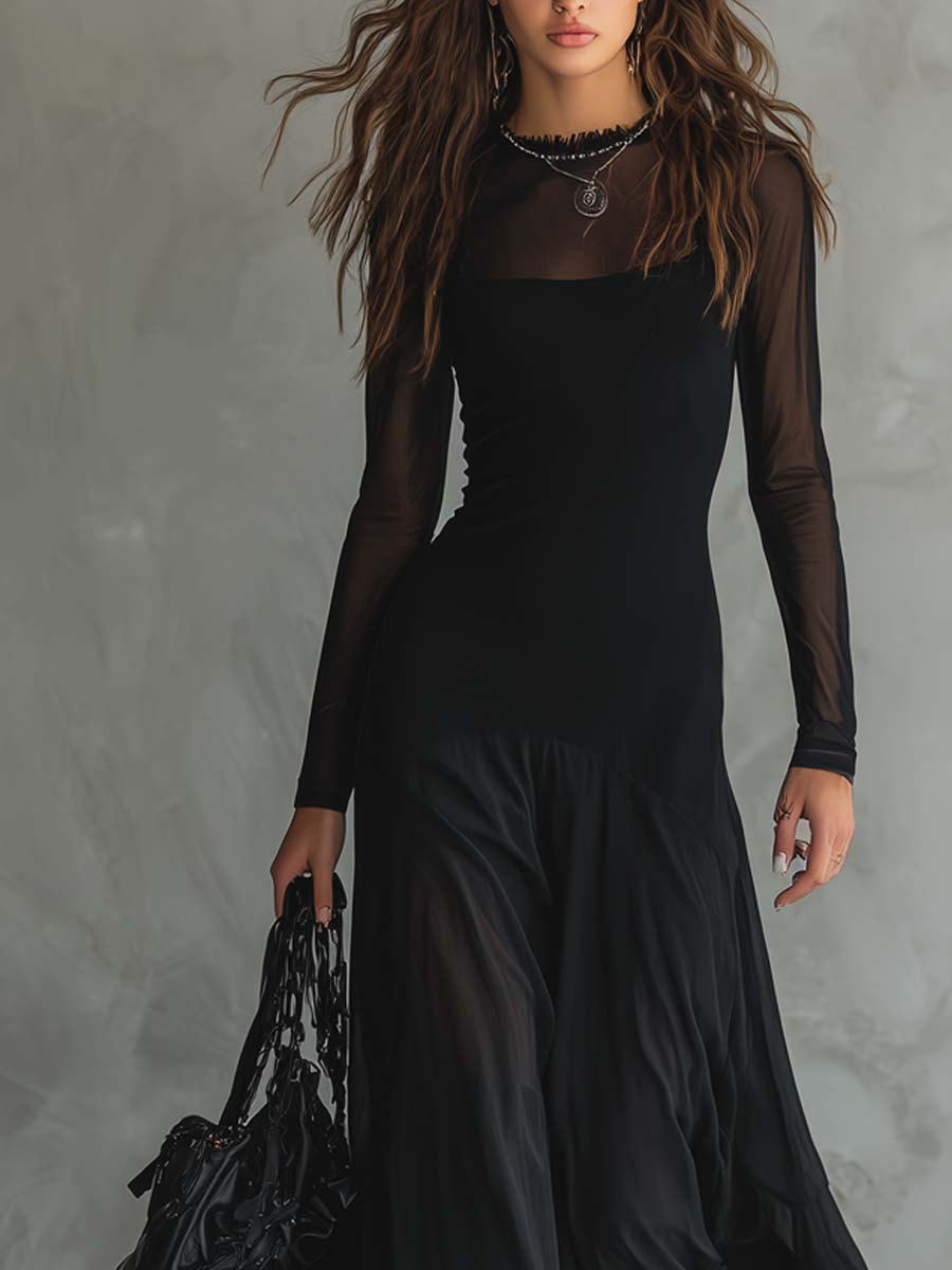 Neroa · Vestido largo holgado de tul negro