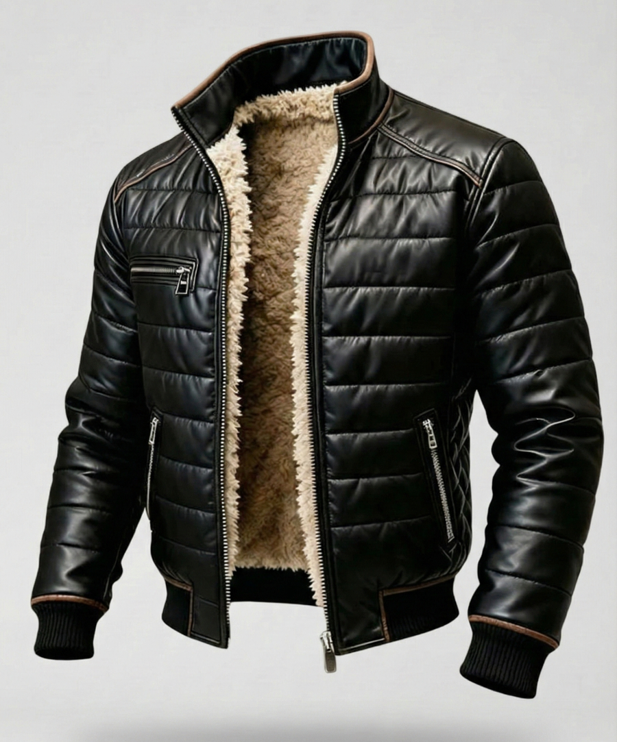 FRANCISCO | CHAQUETA ACOLCHADA NEGRA CON FORRO DE SHERPA