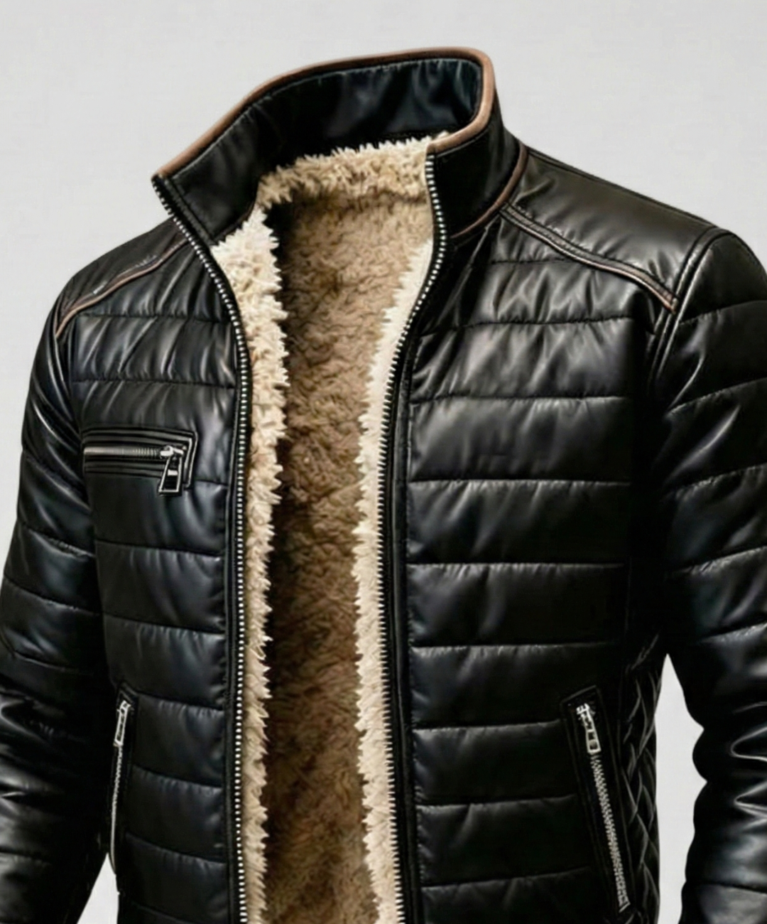 FRANCISCO | CHAQUETA ACOLCHADA NEGRA CON FORRO DE SHERPA