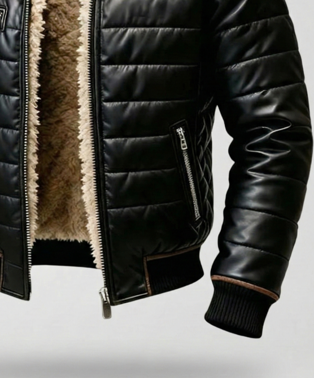 FRANCISCO | CHAQUETA ACOLCHADA NEGRA CON FORRO DE SHERPA