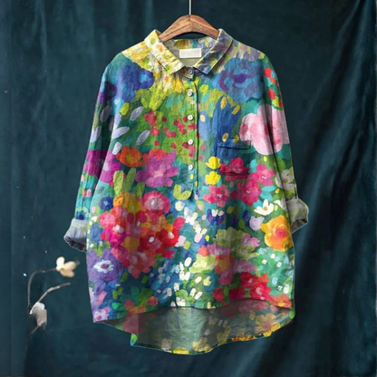 Renata | Camisa de lino estampada