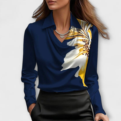Liora | Blusa brillante con cuello fruncido