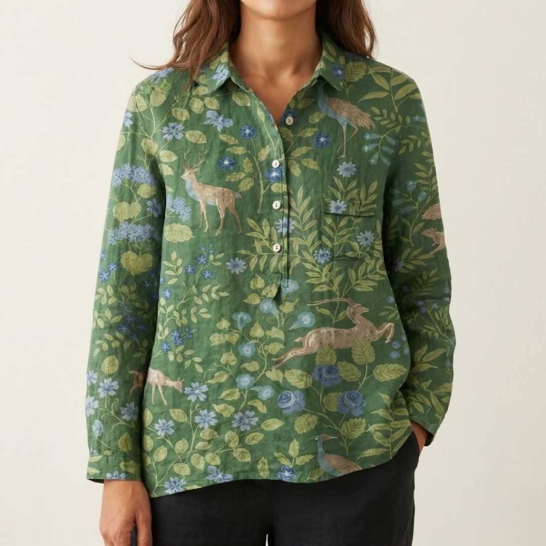 Elena | Camisa de lino estampada