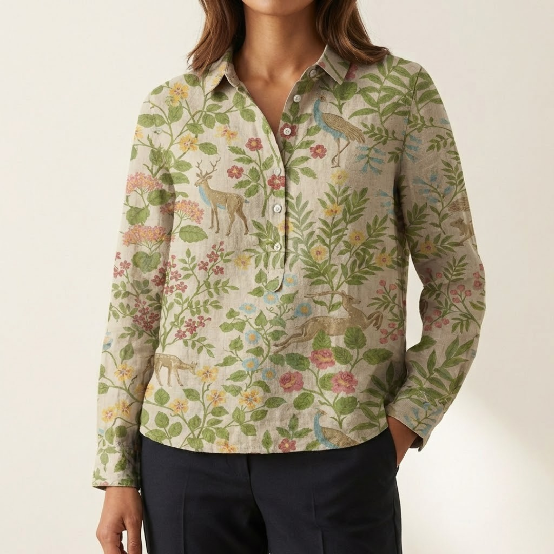 Elena | Camisa de lino estampada