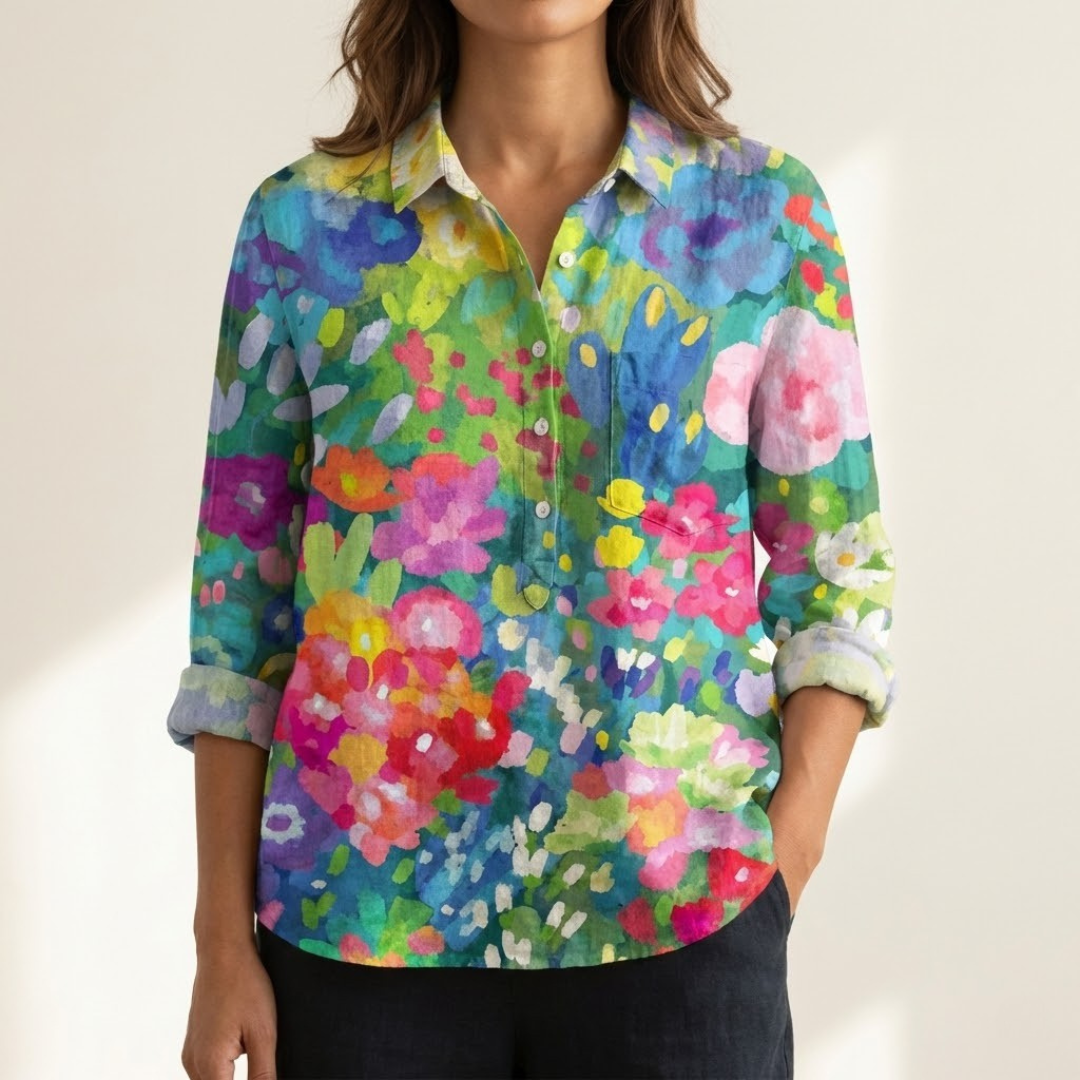 Renata | Camisa de lino estampada