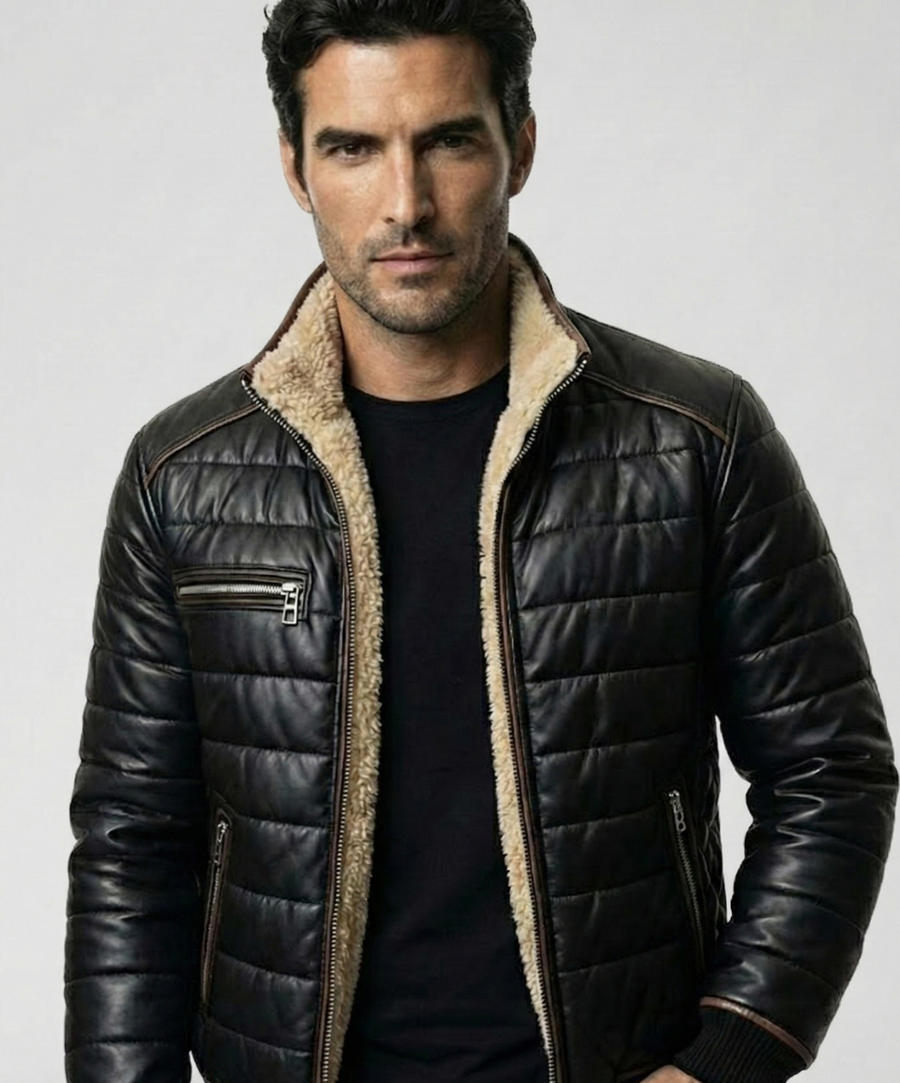 FRANCISCO | CHAQUETA ACOLCHADA NEGRA CON FORRO DE SHERPA