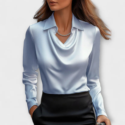 Liora | Blusa brillante con cuello fruncido